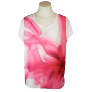 Liz Claiborne White Pink Top Sz XL